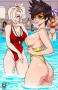 Mercy &amp; Tracer at the pool (Kyoffie)