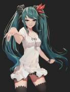 Cool Miku in a skirt &amp; thigh-highs