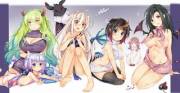Quetzalcoatl, Elma, Kanna, Chiya, and Sakie (Kobayashi-san Chi no Maid Dragon &amp; Demi-chan wa Kataritai)