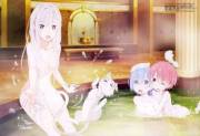 Re:Zero Girls taking a bath.[Official Art]