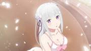 Official art Emilia in swimsuit. [Death by kiss game]