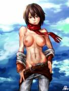 Topless Mikasa