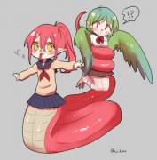 Cute lamia and her friend