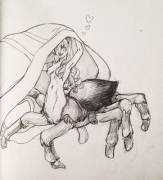 Small satisfied spider stealing....underwear? [from unknown]