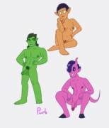 Some nude oc sketches (including an orc with a mullet) [oc]