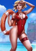 Mercy trying out for Baywatch.