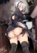 2B showing her booty (yuhkiICDD)