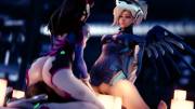 Mercy and D.va riding one lucky S.O.B