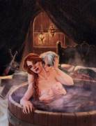 Ciri and Cerys bathing (thistlearts)