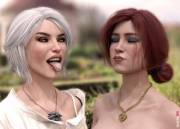 Ciri and Triss swallowing cum [The Witcher] (Spektra3DX)