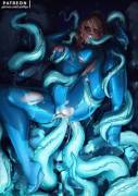Samus caught in Phazon tentacles (LumiNyu)