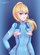 Samus with a ripped suit (Lewdlilies)