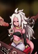 Android 21 likes her donuts with lots of cream (Polyle) [Dragon Ball]