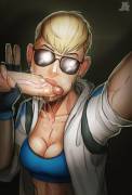 Cassie Cage takes a selfie while 