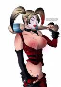Smug Harley Quinn showing off a tad (HotDesigns2)