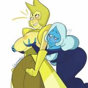 Blue Diamond teasing Yellow Diamond (blushmallet)