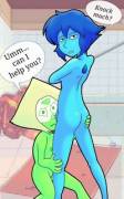 Lapis and Peridot trying to get some privacy