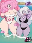Pink and Purple hourglass figures (Rose Quartz and Amethsyt)