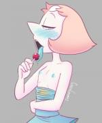 Pearl licking a lollipop (Not a euphemism)