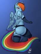 Rainbow Dash clearly doesn't skip squat day (artist: almondhusky)