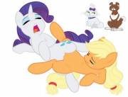 Young Applejack and Rarity