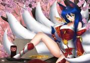 Pizza, Ahri and a pantyshot - my 3 favorite things in 1 picture
