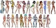 The swimsuits of the lovely ladies of League (best girl in top left)
