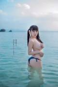 Jun Amaki out in the water.