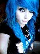 Pale girl with blue hair