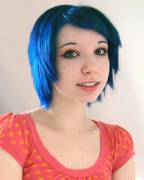 Cute Girl with Blue Hair