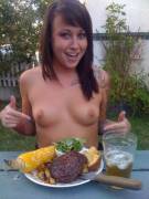 My 2 Favorite Things.. Steak And Tits