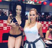 I never expected to see a picture where Gianna Michaels is the envious one. She's standing next to Hitomi Tanaka.