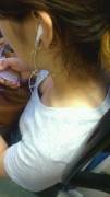 Earbuds and cleavage