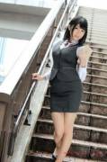 Nomiya Satomi on the stairs