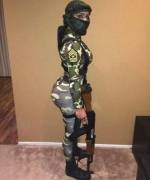 Hot Arab Hijab soldier girl with big ass and AK-47