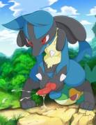Lucario lets one out. [Tricksta]