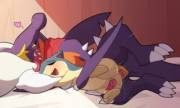 Quilava and Garchomp in Bed [blitzdrachin]
