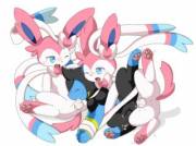 Two Sylveon have their way with a Luxio [Km-15]