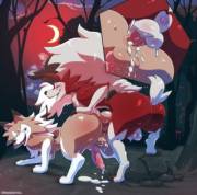 A Couple of Lycanroc in the Woods [Orange-Peel]