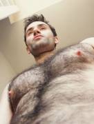 Under a hairy chest
