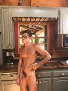 Naked in the kitchen