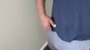 Gray sweat pants and a fat cock.
