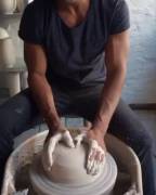This pottery thrower has amazing arms and a strangely suggestive Instagram...