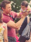Jeremy Renner's powerful, flexing forearms - gentle enough for a baby. (x-post from r/LadyBoners)
