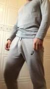I hear you ladies like grey sweatpants, but do you prefer them on... or off?