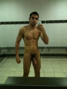 Naked and proud in the locker room