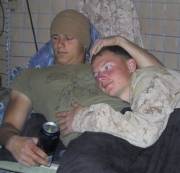 Marines getting some bro time on deployment