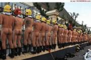 French firemen protesting