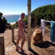 Showering at the beach