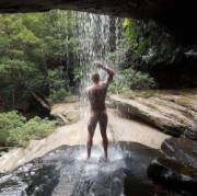 Showering in the waterfall (X-Post /r/natureboys)